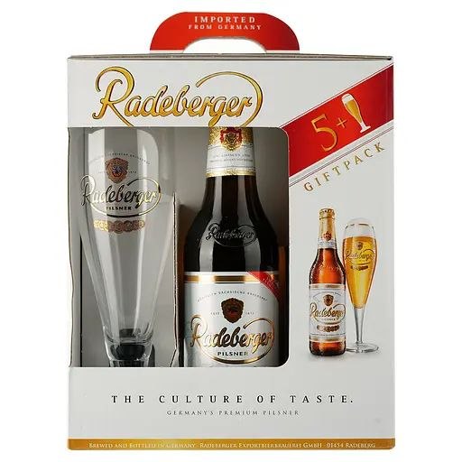 Пиво Radeberger світле 4.8% 5 шт по 0.33 л скло + келих 0.2 л